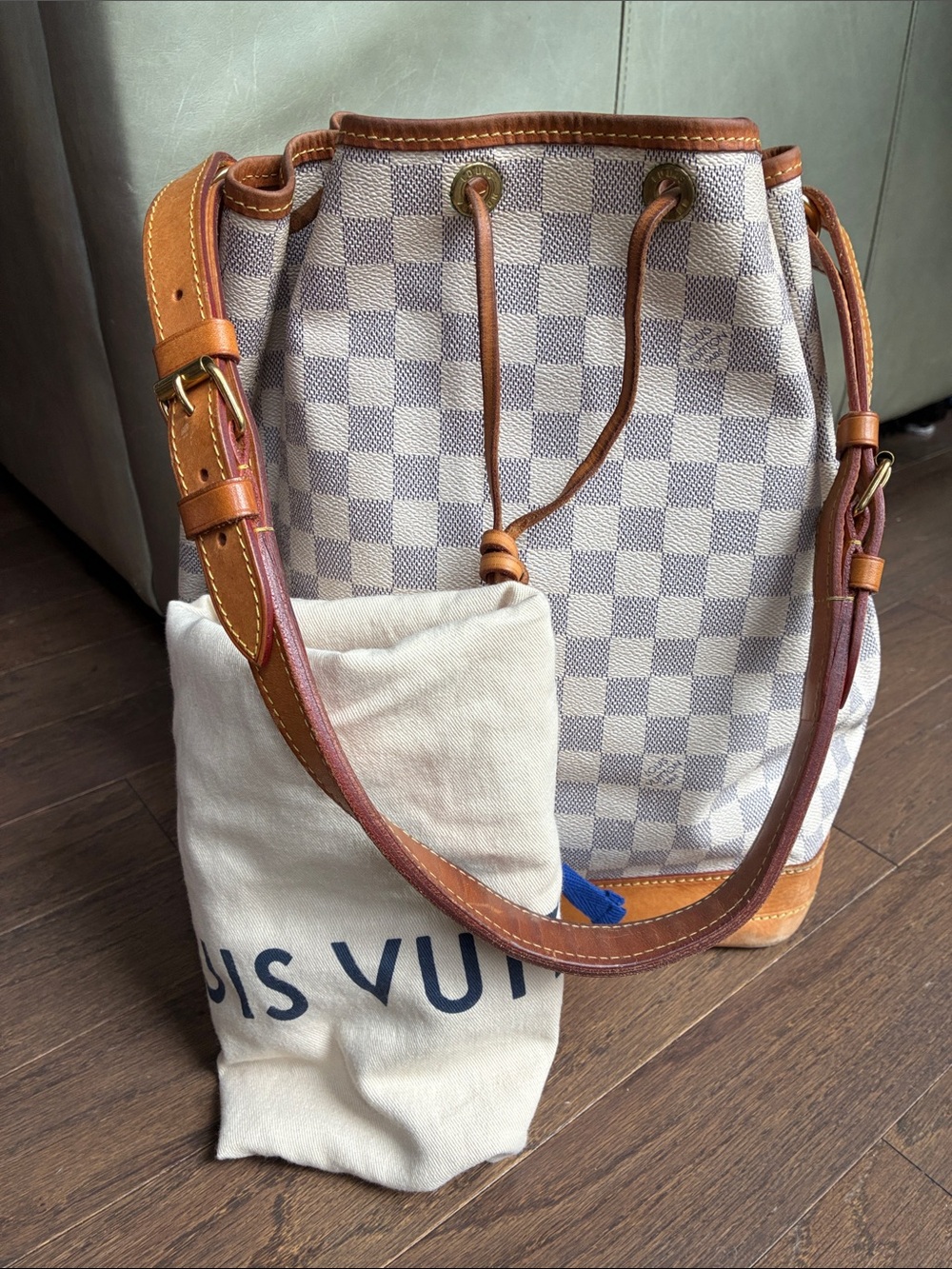Louis Vuitton Noe Damier Azur Shoulder Bag.